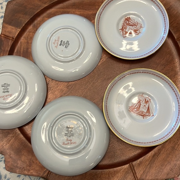 Spode Trade Winds Cup Saucer sets Red Gold England Fine Stone - Picture 9 of 9